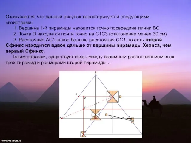 Оказывается, что данный рисунок характеризуется следующими свойствами: 1. Вершина 1-й пирамиды находится