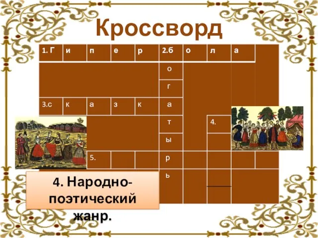 Кроссворд 4. Народно-поэтический жанр.