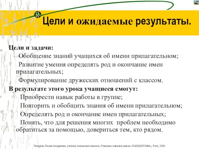 Цели и ожидаемые результаты. Цели и задачи: Обобщение знаний учащихся об имени