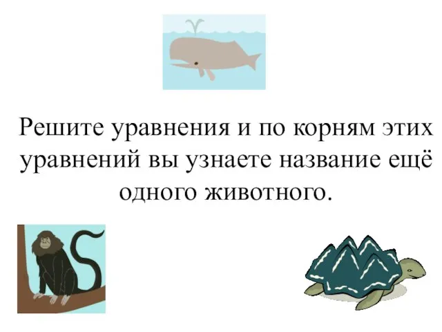 Решите уравнения и по корням этих уравнений вы узнаете название ещё одного животного.