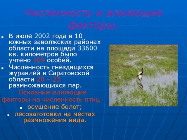 Численность и влияющие факторы. В июле 2002 года в 10 южных заволжских