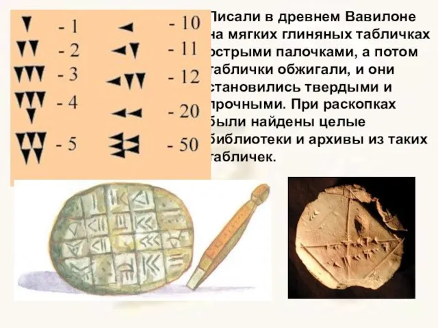Писали в древнем Вавилоне на мягких глиняных табличках острыми палочками, а потом