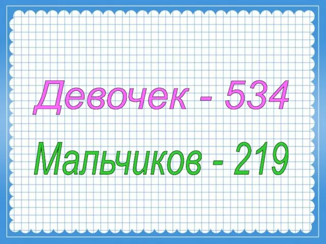 Девочек - 534 Мальчиков - 219