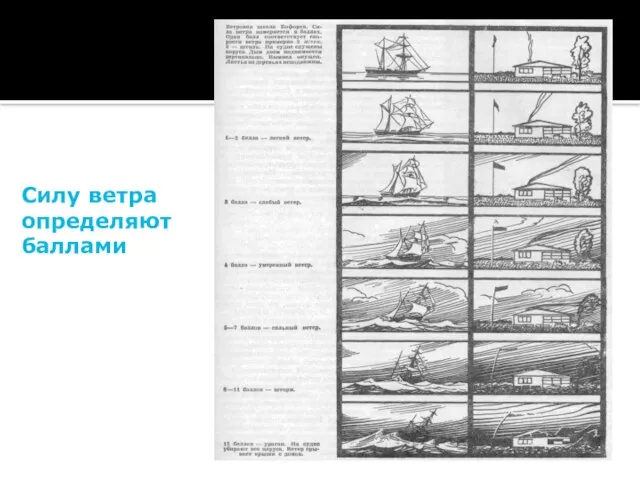 Силу ветра определяют баллами