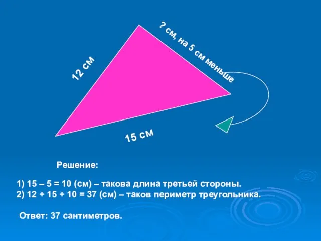 12 см 15 см ? см, на 5 см меньше 1) 15