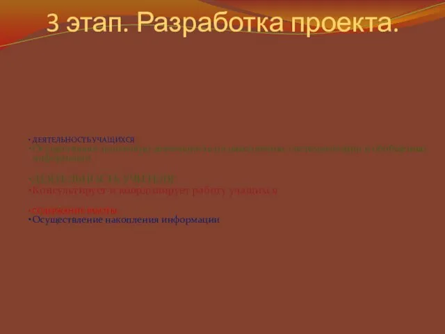 3 этап. Разработка проекта.