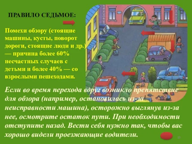 ПРАВИЛО СЕДЬМОЕ: Если во время перехода вдруг возникло препятствие для обзора (например,