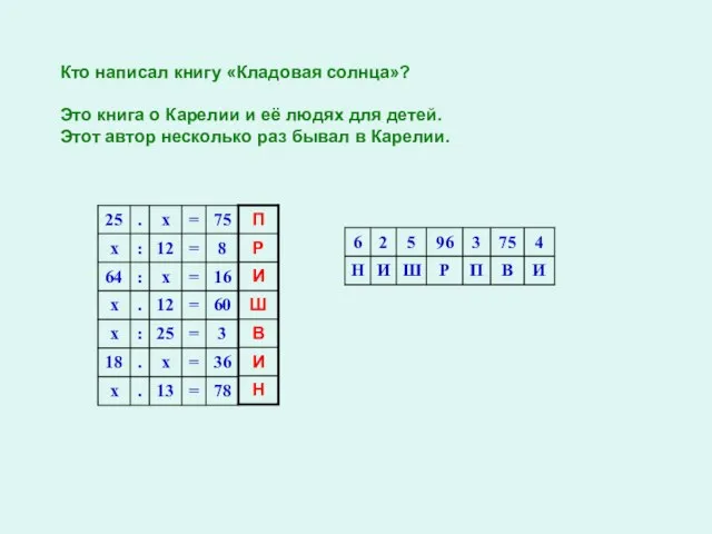 Кто написал книгу «Кладовая солнца»? Это книга о Карелии и её людях