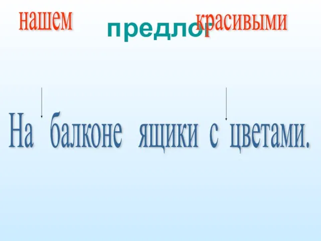 предлог На балконе ящики с цветами. нашем красивыми