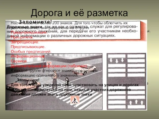 Дорога и её разметка Дорога включает в себя одну или несколько проезжих