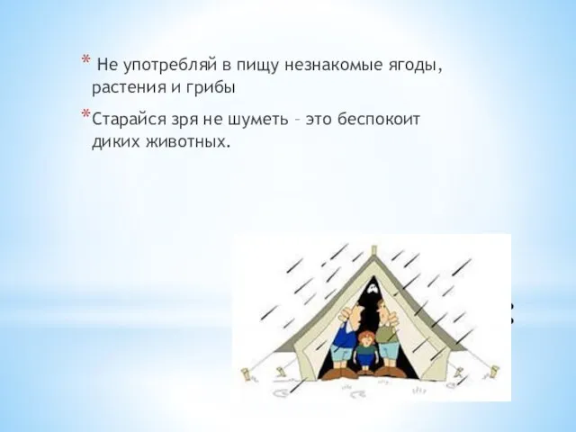 Это опасно: Не употребляй в пищу незнакомые ягоды, растения и грибы Старайся