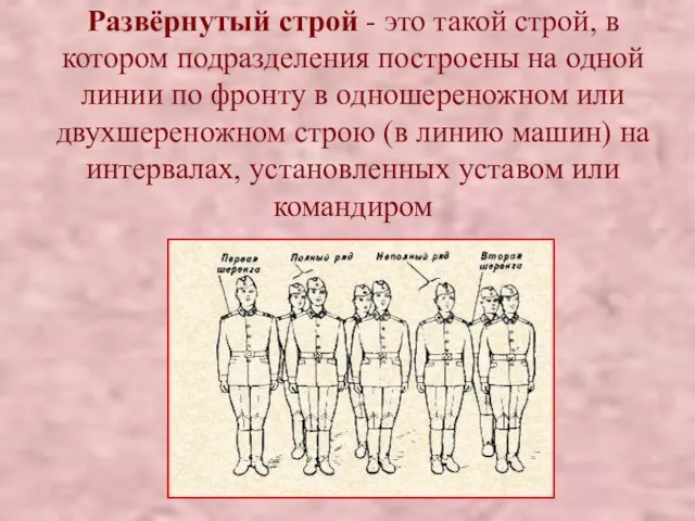 Развёрнутый строй - это такой строй, в котором подразделения построены на одной