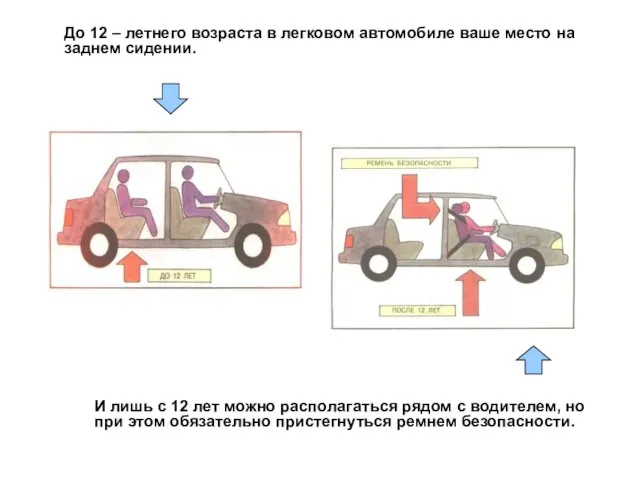 До 12 – летнего возраста в легковом автомобиле ваше место на заднем