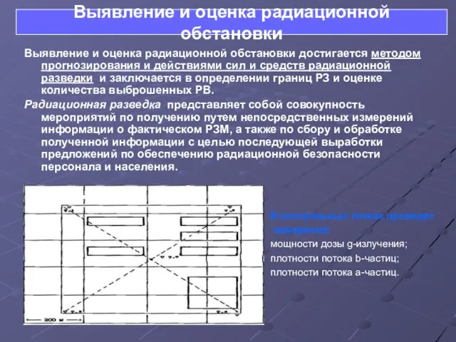 Выявление и оценка радиационной обстановки достигается методом прогнозирования и действиями сил и