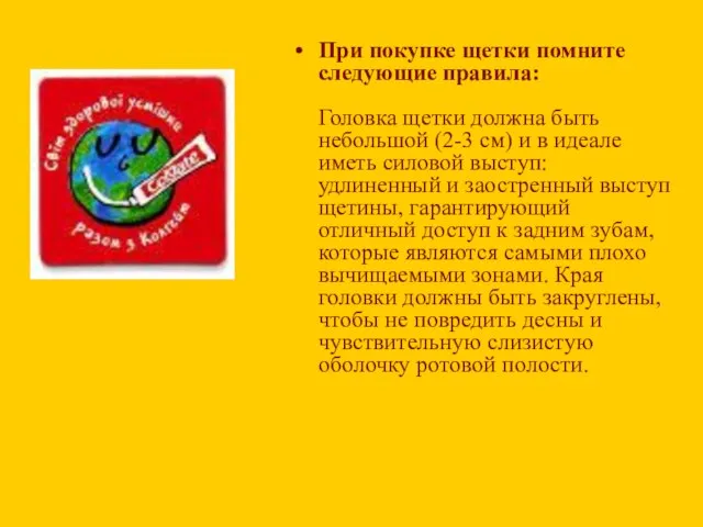 При покупке щетки помните следующие правила: Головка щетки должна быть небольшой (2-3