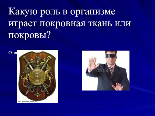 Какую роль в организме играет покровная ткань или покровы? Ответы учеников: