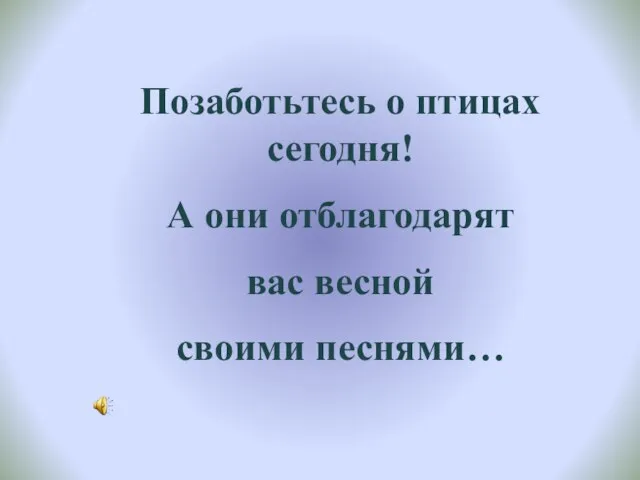 Позаботьтесь о птицах сегодня! А они отблагодарят вас весной своими песнями…