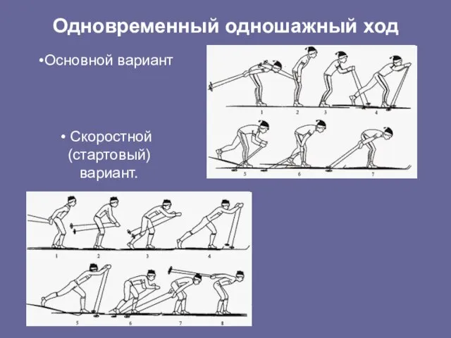 Одновременный одношажный ход Основной вариант Скоростной (стартовый) вариант.