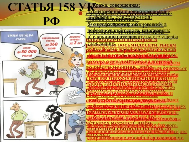 СТАТЬЯ 158 УК РФ 1. Кража, то есть тайное хищение чужого имущества,