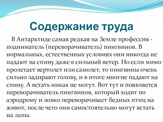 Содержание труда В Антарктиде самая редкая на Земле профессия - подниматель (переворачиватель)