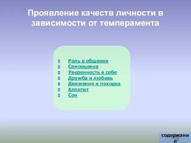 Проявление качеств личности в зависимости от темперамента Роль в общении Самооценка Уверенность