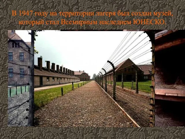 В 1947 году на территории лагеря был создан музей, который стал Всемирным наследием ЮНЕСКО.