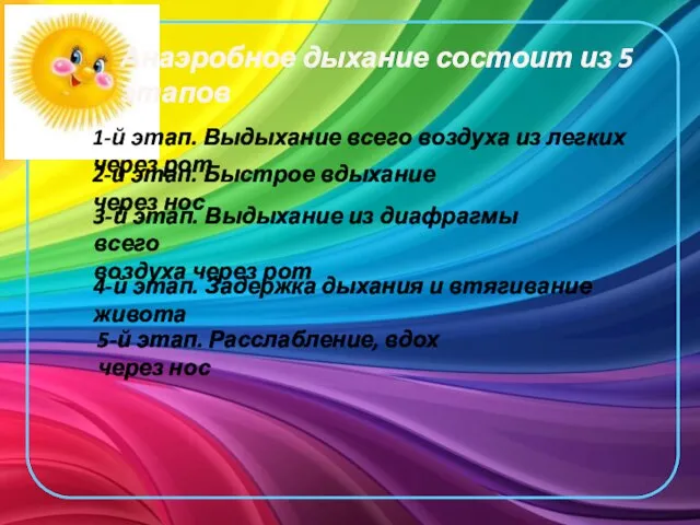 Анаэробное дыхание состоит из 5 этапов 1-й этап. Выдыхание всего воздуха из