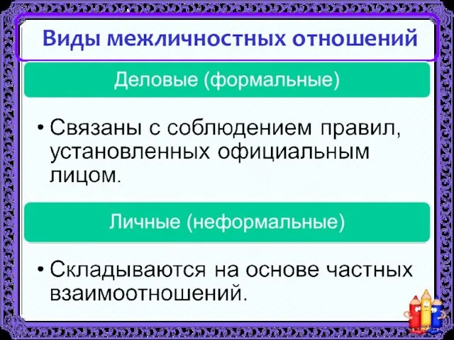 Виды межличностных отношений