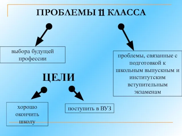 ПРОБЛЕМЫ 11 КЛАССА выбора будущей профессии проблемы, связанные с подготовкой к школьным