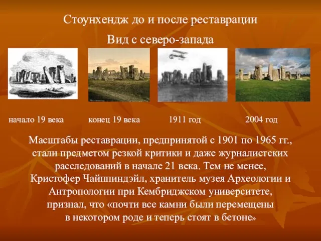 Стоунхендж до и после реставрации Вид с северо-запада начало 19 века конец