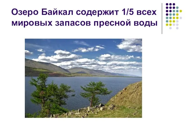 Озеро Байкал содержит 1/5 всех мировых запасов пресной воды