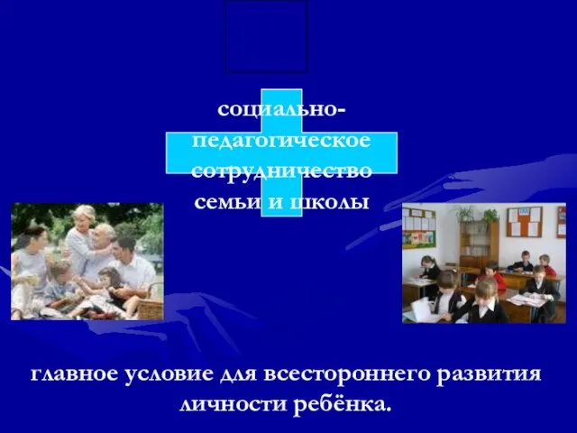 главное условие для всестороннего развития личности ребёнка. социально-педагогическое сотрудничество семьи и школы