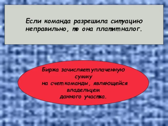 Если команда разрешила ситуацию неправильно, то она платит налог. Биржа зачисляет уплаченную