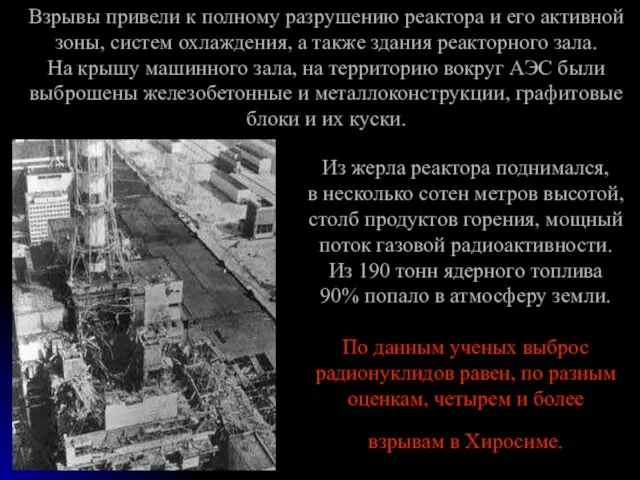 Из жерла реактора поднимался, в несколько сотен метров высотой, столб продуктов горения,