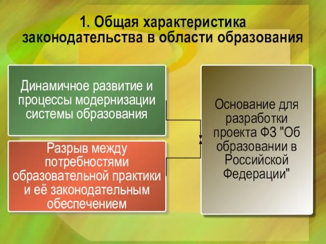 1. Общая характеристика законодательства в области образования Динамичное развитие и процессы модернизации