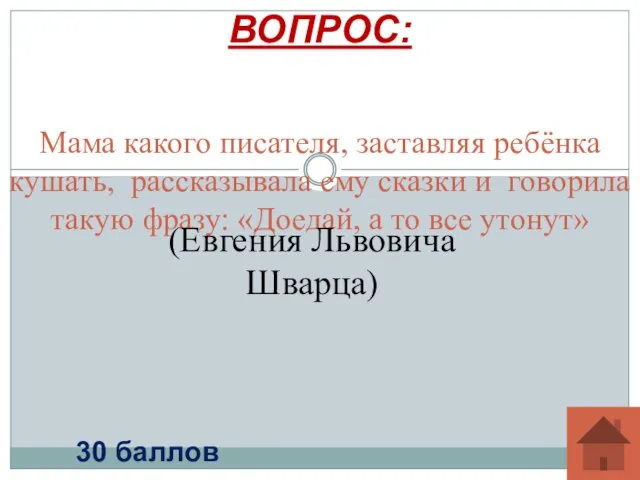 Мама какого писателя, заставляя ребёнка кушать, рассказывала ему сказки и говорила такую