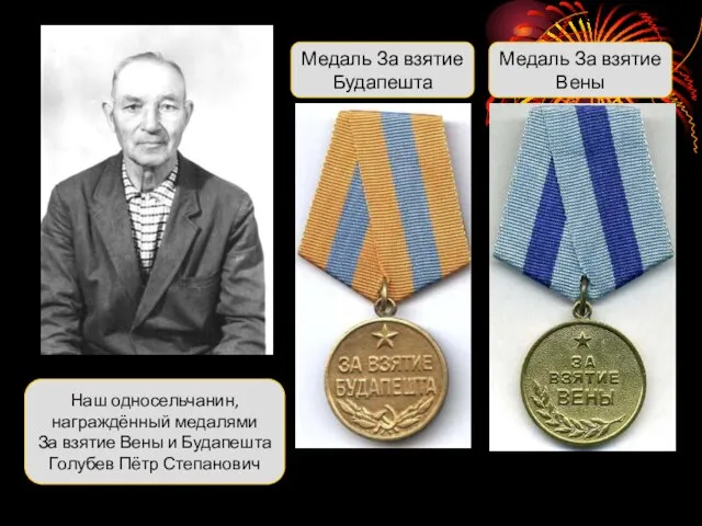 Наш односельчанин, награждённый медалями За взятие Вены и Будапешта Голубев Пётр Степанович