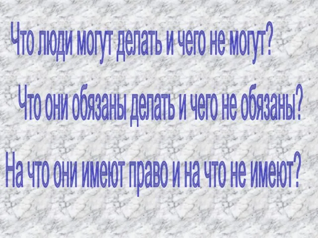 Что люди могут делать и чего не могут? Что они обязаны делать