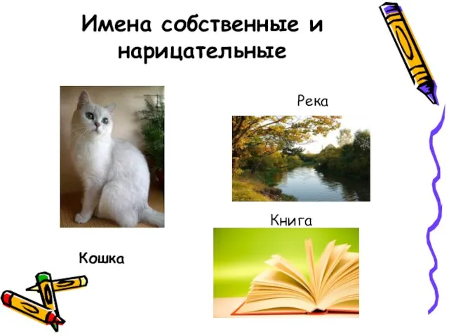 Имена собственные и нарицательные Кошка Река Книга