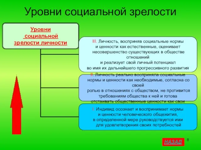 Уровни социальной зрелости НАЗАД