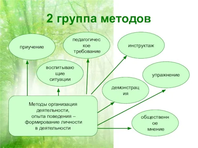 2 группа методов Методы организация деятельности, опыта поведения – формирование личности в