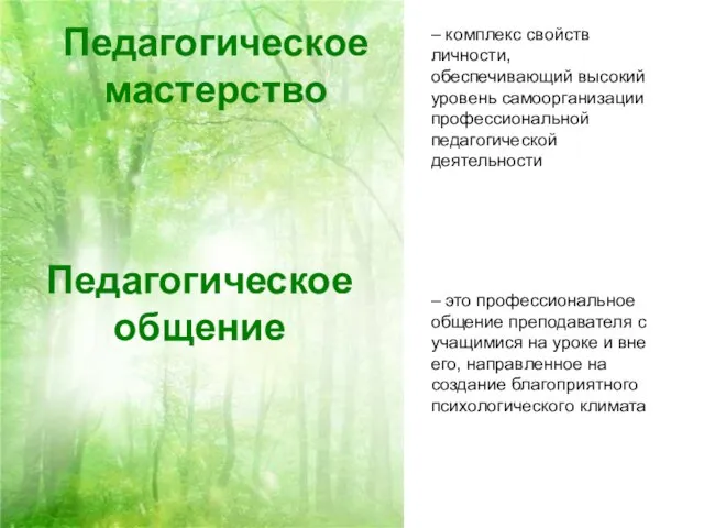 Педагогическое мастерство – комплекс свойств личности, обеспечивающий высокий уровень самоорганизации профессиональной педагогической