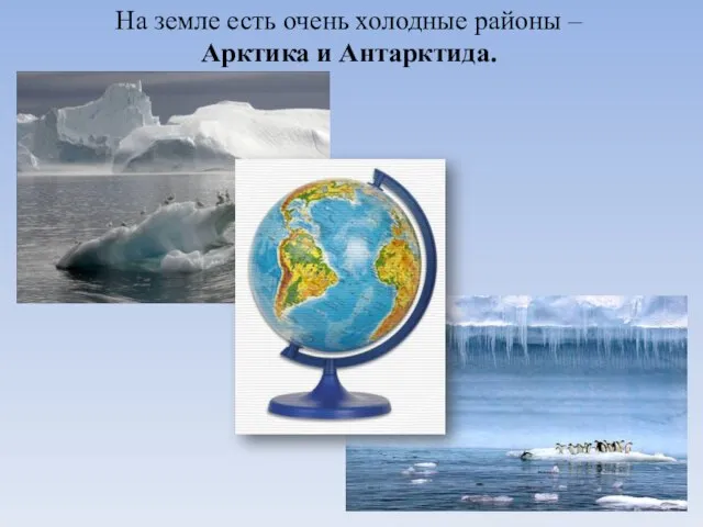 На земле есть очень холодные районы – Арктика и Антарктида.