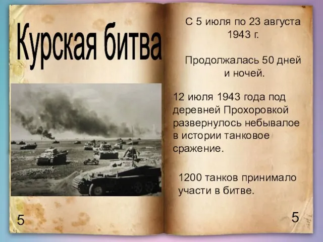 Курская битва 5 5 С 5 июля по 23 августа 1943 г.