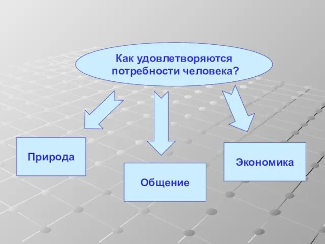 Природа Общение Экономика Как удовлетворяются потребности человека?