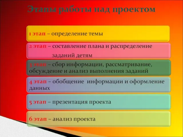 Этапы работы над проектом