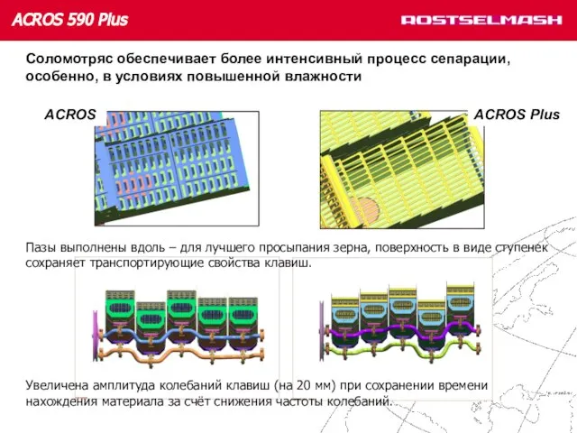 Соломотряс обеспечивает более интенсивный процесс сепарации, особенно, в условиях повышенной влажности Пазы