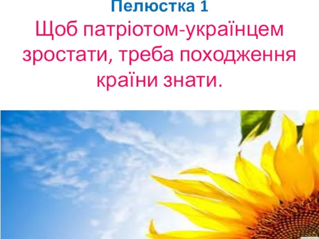 Пелюстка 1 Щоб патріотом-українцем зростати, треба походження країни знати.