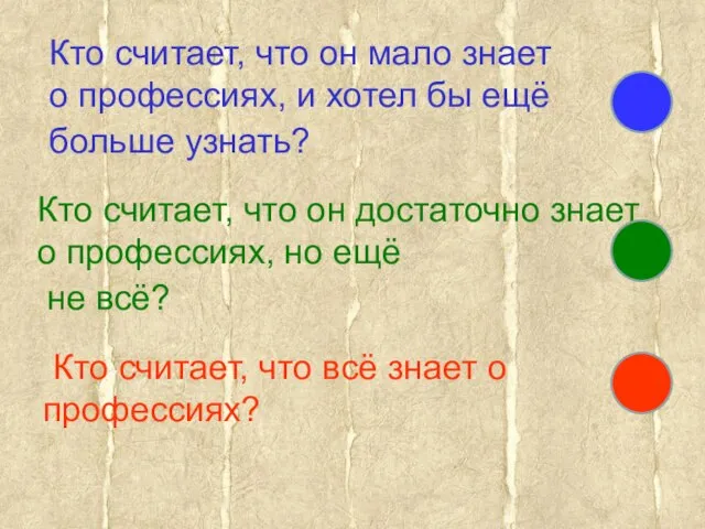 Кто считает, что он мало знает о профессиях, и хотел бы ещё