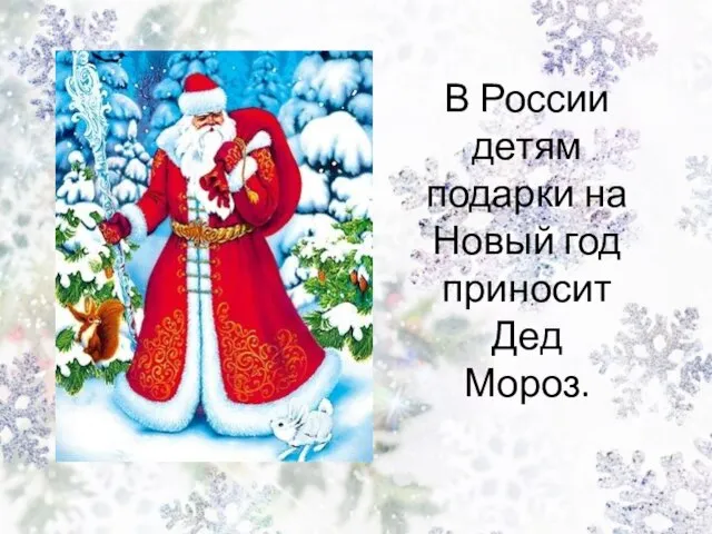 В России детям подарки на Новый год приносит Дед Мороз.